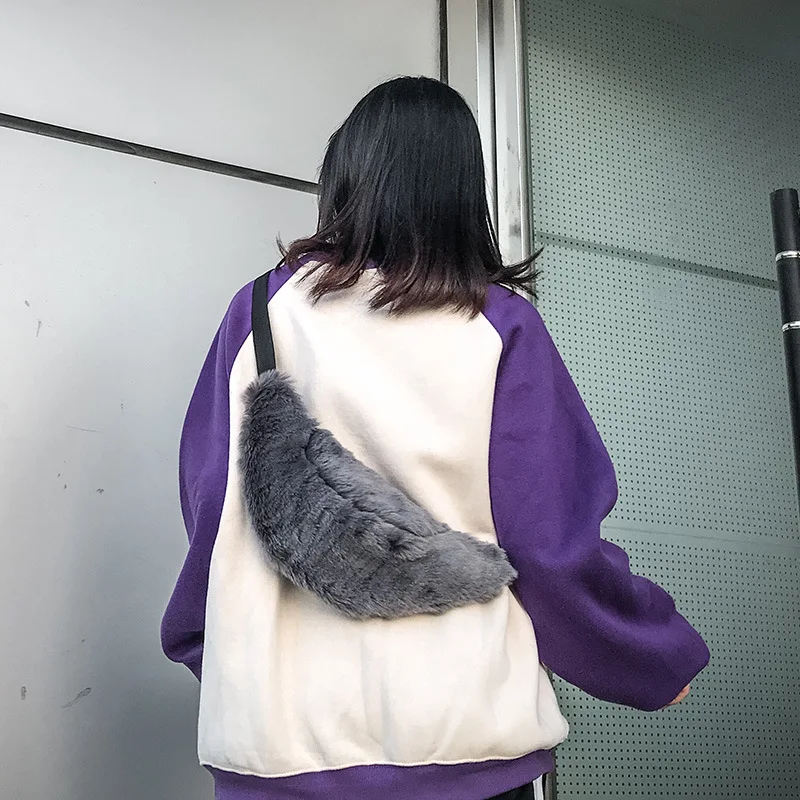 2018 Fashion Winter Unisex Women Men Small Zipper Shoulder Chest Bag Lady Faux Fur Waist Pack Messenger Crossbody s Pouch | Багаж и сумки