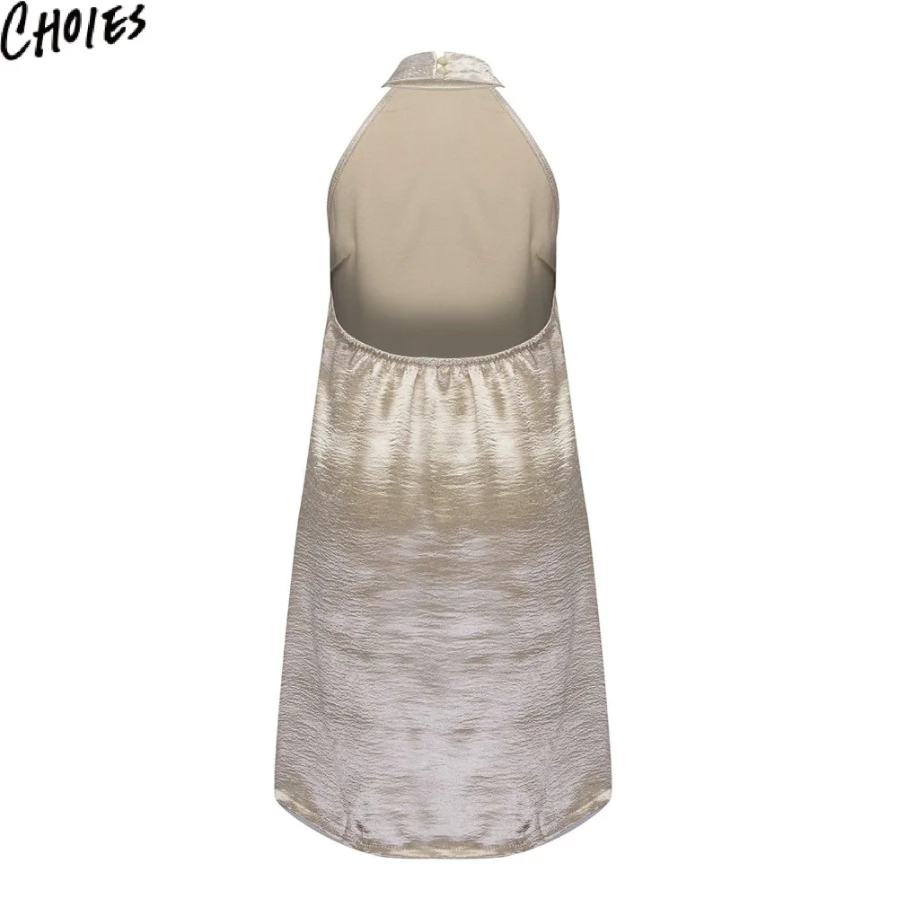 Женское платье с металлическим отливом 3 цвета пикантные низкой спиной короткое