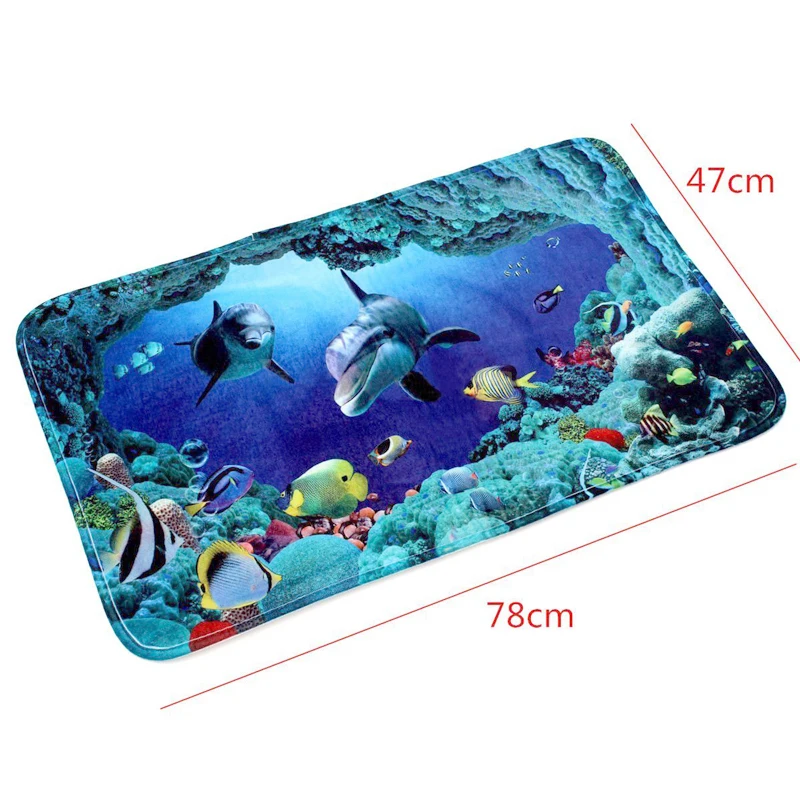 Фланелевый коврик из пеноматериала Nature Ocean World нескользящий для дома и ванной