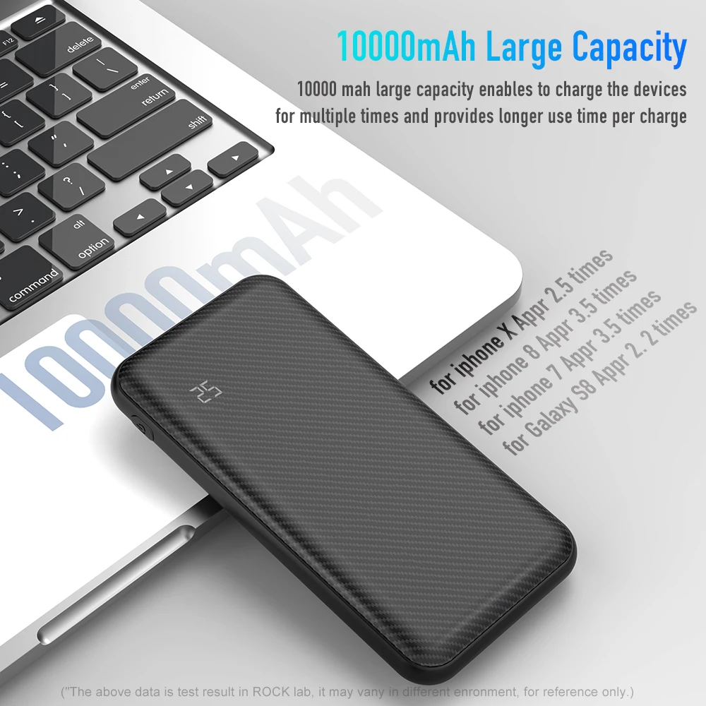 ROCK power Bank 10000 мАч Тип C PD Быстрая зарядка 3 0 USB внешний аккумулятор для iPhone samsung