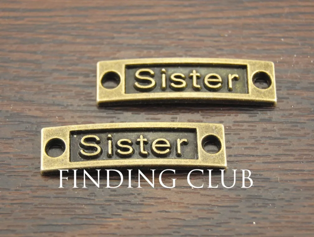 

15 шт., металлические браслеты и ожерелья с надписью «Sister»