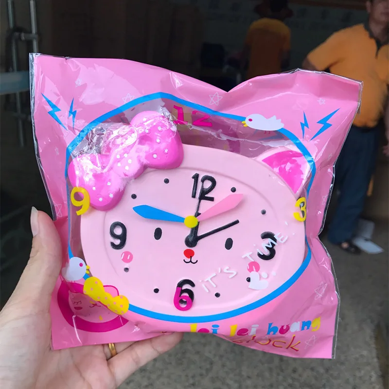 12 см Jumbo Squishy мультфильм котенок будильник Радуга медленный рост красочные часы
