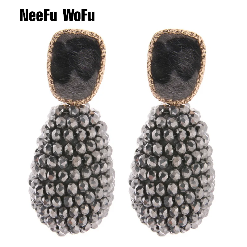 Висячие серьги NeeFuWoFu с хрустальным шариком большие длинные ручной работы из