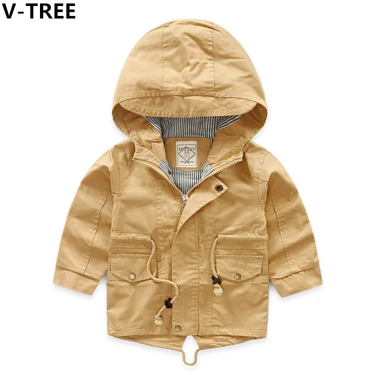 Повседневные пальто для мальчиков Весенние куртки с капюшоном маленьких Детские