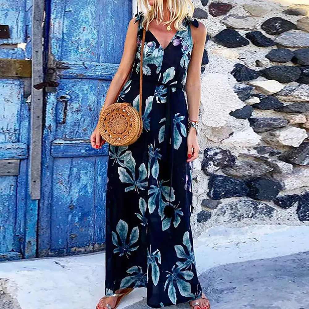 Летние комбинезоны для женщин комбинезон с цветочным принтом глубоким v образным