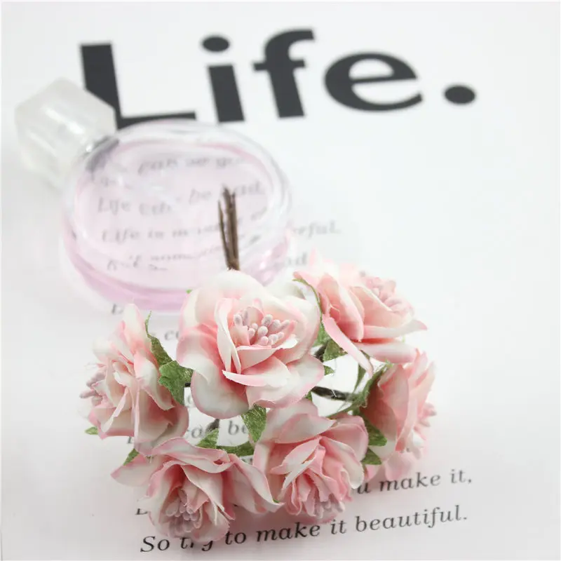 white pink Бархатка 6 шт./набор 4 см мини Букет маргариток искусственный цветок Свадебные украшения для самодельного изготовления украшения дома аксессуары - Цвет: white pink