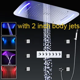 with 2 inch body jet 4 инч объёмная струй Ванная комната Concea светодиодный Светодиодный туманный душ Панель Декодер каналов кабельного телевидения осадков водопад термостатический высокая пропускная смеситель для душа - Цвет: with 2 inch body jet