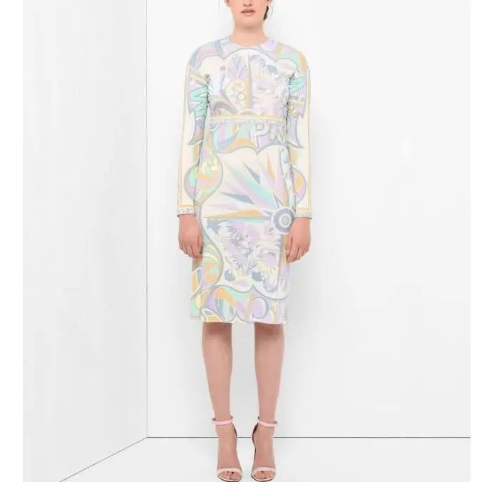 Новейшая мода 2018 epucci дизайнерское платье женское с длинным рукавом элегантное