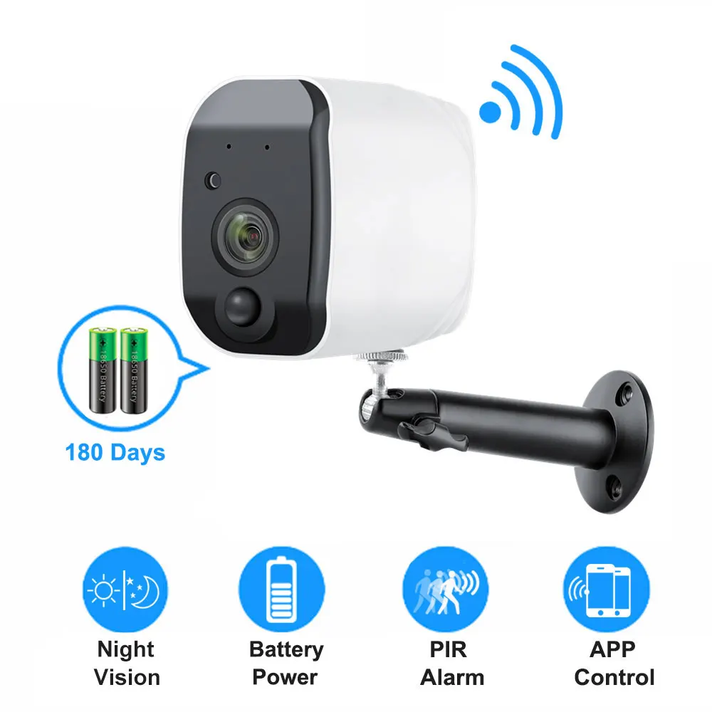 Уличная IP камера 1080p HD батарея WiFi Беспроводная камера наблюдения 2.0мп Домашняя безопасность Водонепроницаемая PIR сигнализация аудио низкая мощность