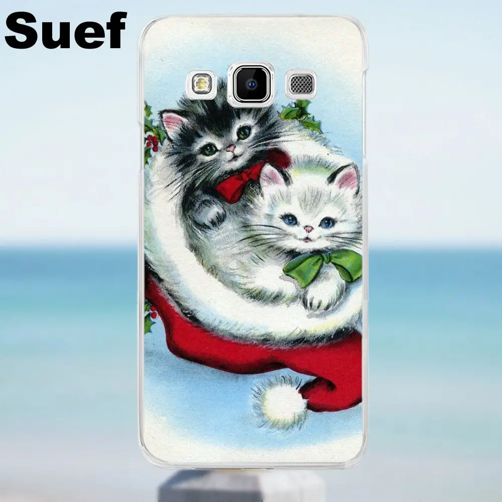 Suef Vintage Kitty Christmas For Galaxy Alpha Core Prime Note 2 3 4 5 S3 S4 S5 S6 S7 S8 mini edge Plus Soft 2017 New Arrival | Мобильные