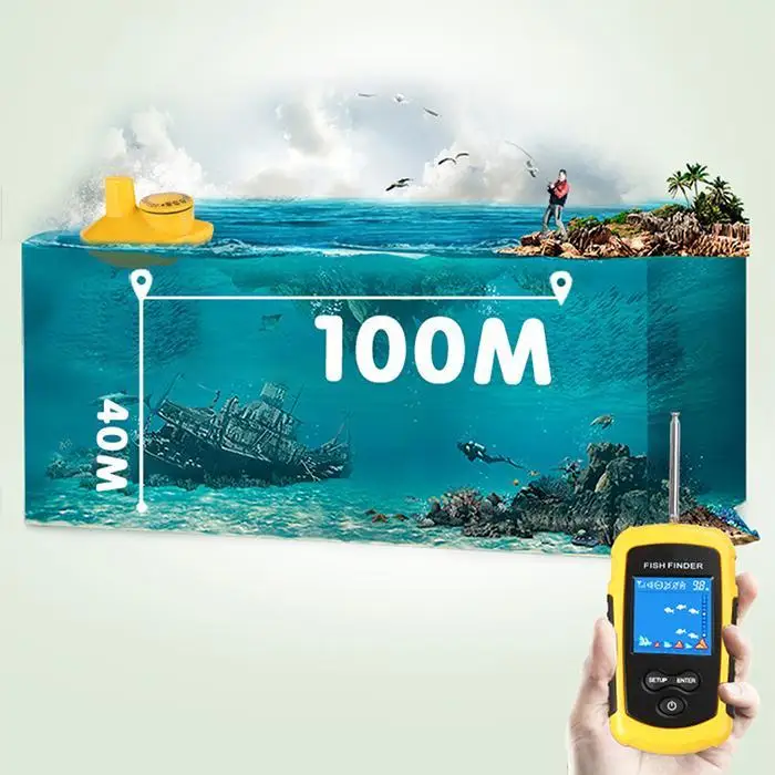 Прочный переносной ЖК-дисплей детектор рыбалки-10-50 рыболокатор 100 м Открытый 0,7-40 м 0,1 м 125 кГц