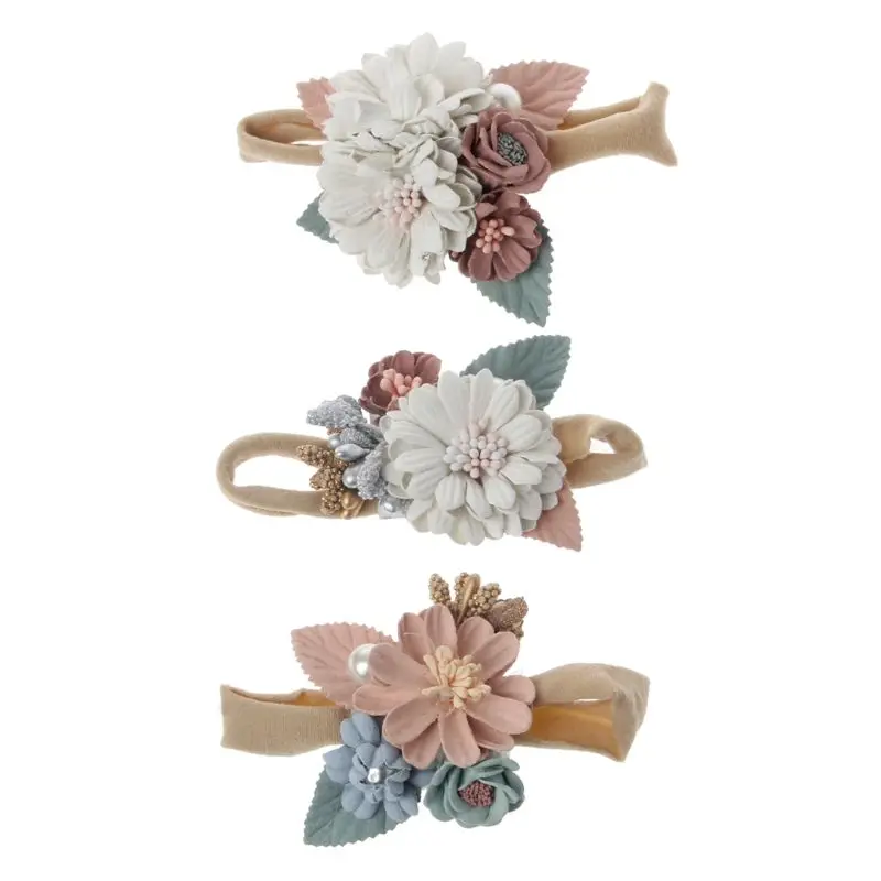 

1Pc Lovely Baby Headband Fake Flower Nylon Hair Bands For Kids Artificial Floral Elastic Head Bands Headwear Headband