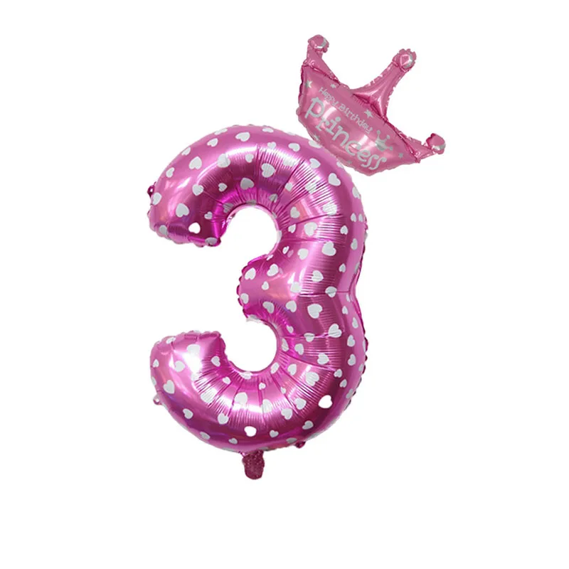 pink Number 3 32 дюймов Корона из розового золота номер фольги воздушные шары с днем рождения украшения дети цифра воздушные шары фигура шар Свадебный декор - Цвет: pink Number 3
