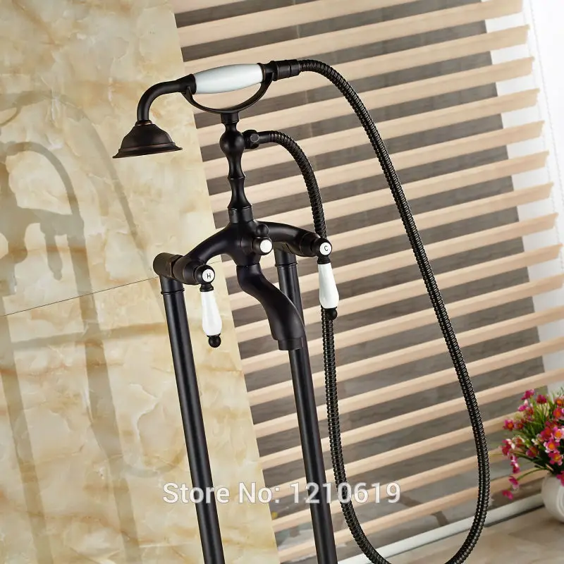 Newly Telephone Style Bathtub Mixer Faucet w/ Hand Sprayer Oil Rubbed Bronze Shower Tub Dual Handles | Обустройство дома