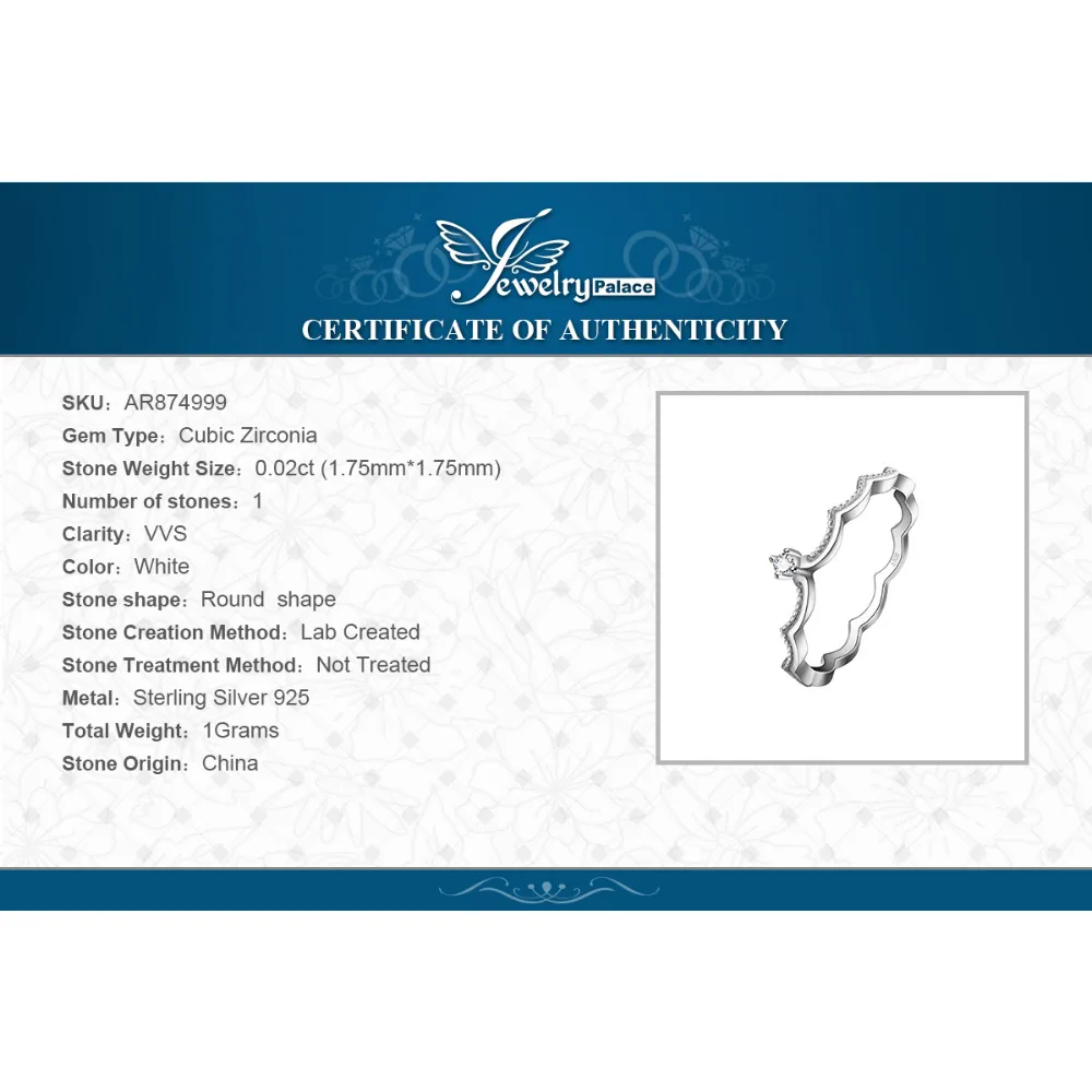 Jewelrypalace прекрасный 0.2ct Обручение пасьянс кольцо стерлингового серебра 925 пробы