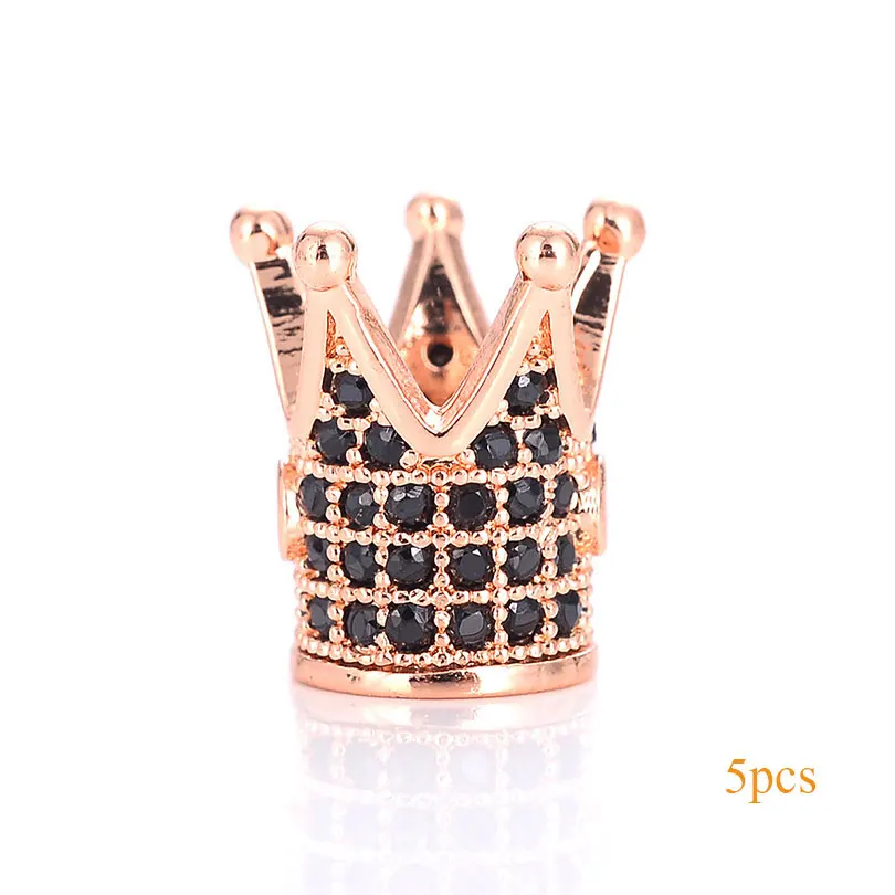 Rose gold-Black-B Neovivi, 5 шт./партия, медная Корона, бусины, Череп, леопард, распорка для шлема, CZ, микро проложенный кубический цирконий, разъем для изготовления ювелирных изделий - Цвет: Rose gold-Black-B