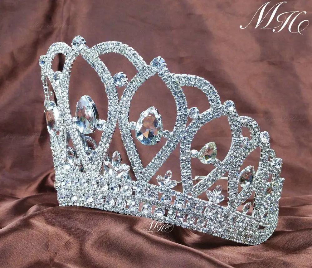 Большая тиара диадема Queen красивая корона для конкурса Женская повязка волос