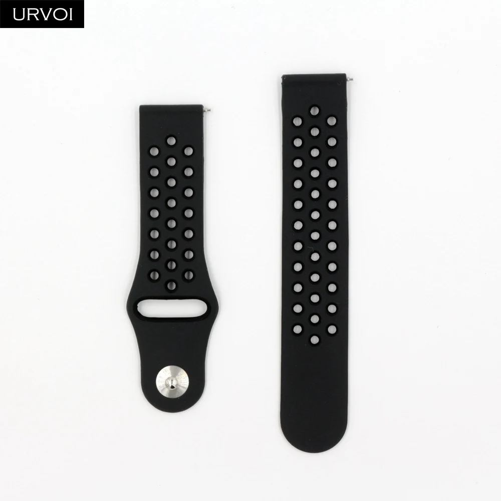 Anthracite Black URVOI 22/20 мм длина браслета для Galaxy Watch Active/42/46 мм шестерни спортивный силиконовый ремешок для HUAWEI Aquick выпуск шпильки Мягкая замена - Цвет ремешка: Anthracite Black