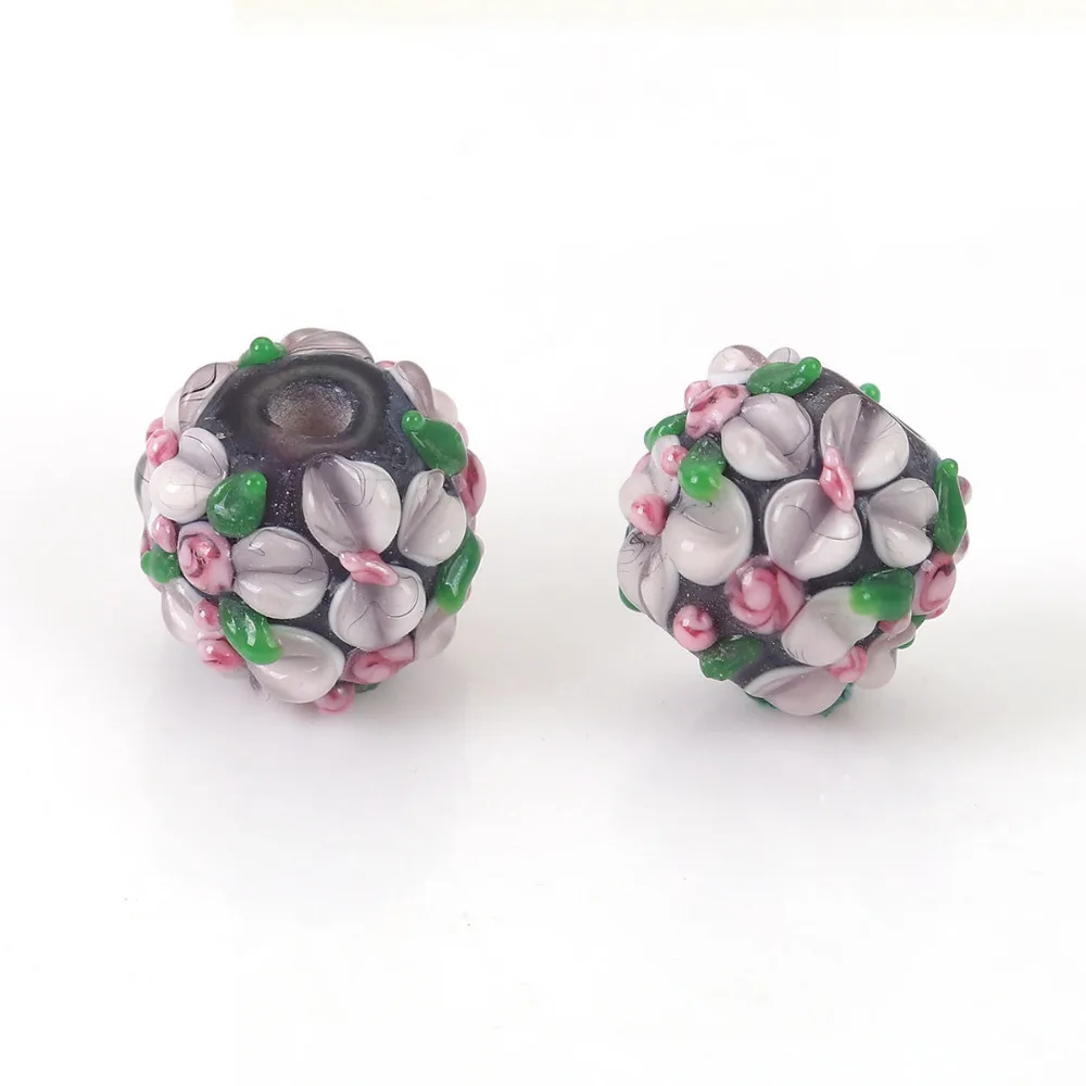 DoreenBeads многоцветные лэмпворк стеклянные закрытые цветочные круглые бусины