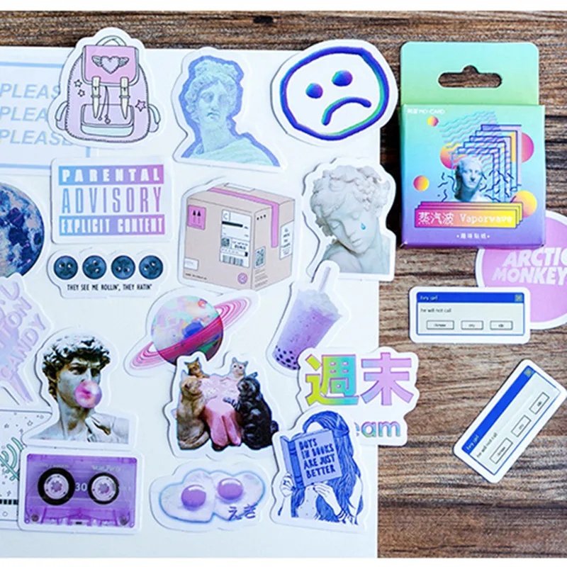 Mo. Card vapor wave Мини бумажные дневники наклейки Скрапбукинг декоративные этикетки 1 лот = 1 упаковка = 45 шт
