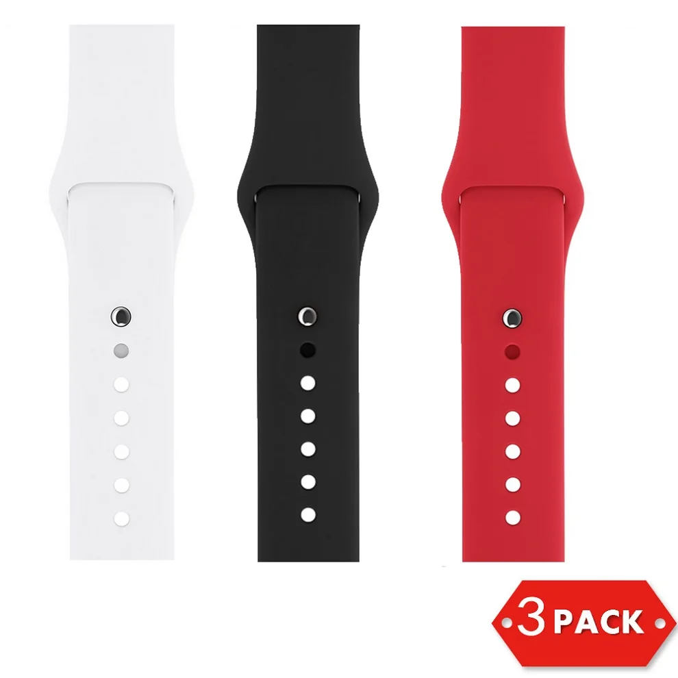 White Black Red Силиконовый ремешок для Apple Watch 38 мм 42 мм iWatch 4 5 40 мм 44 мм спортивный браслет резиновые Ремешки для наручных часов для Apple Watch 5 4 3 2 1 - Цвет ремешка: White Black Red