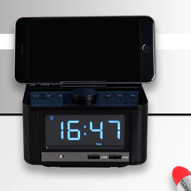Радио будильник беспроводной bluetooth динамик цифровой для спальни с fm радио/usb