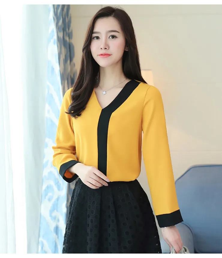 spring blouse women long sleeved shirt female fashion loose office lady clothing Y166 |