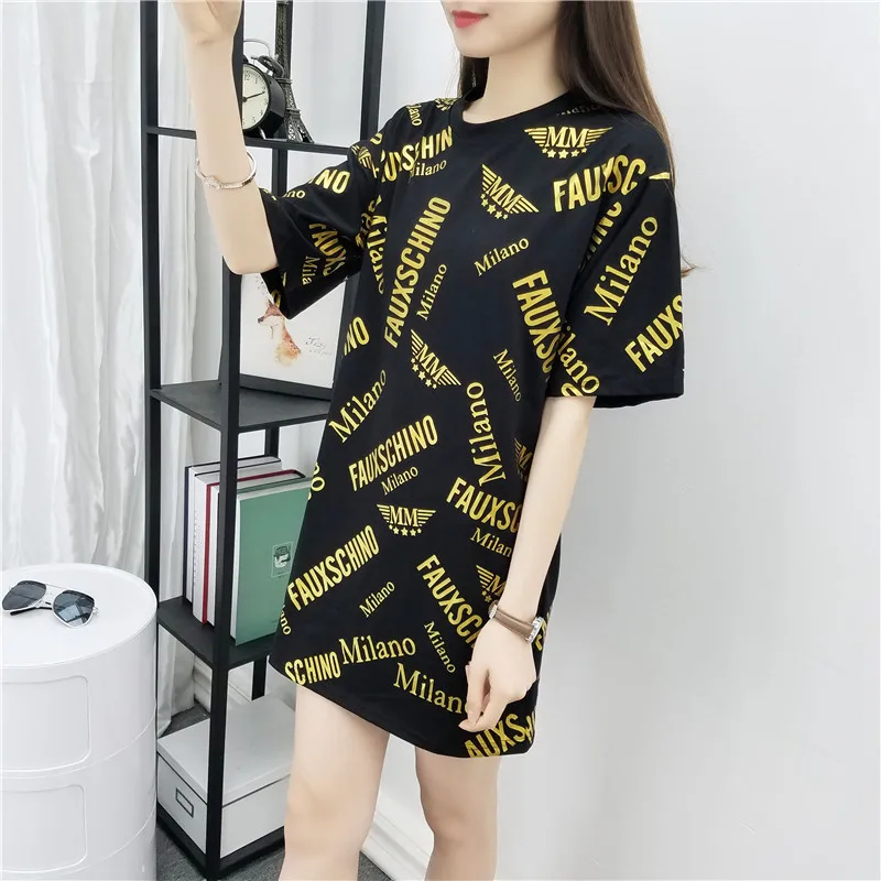 Summer fashion Ms. Leisure bronzing letters short sleeve T-shirt loose waist o-neck women t shirt top tees | Женская одежда