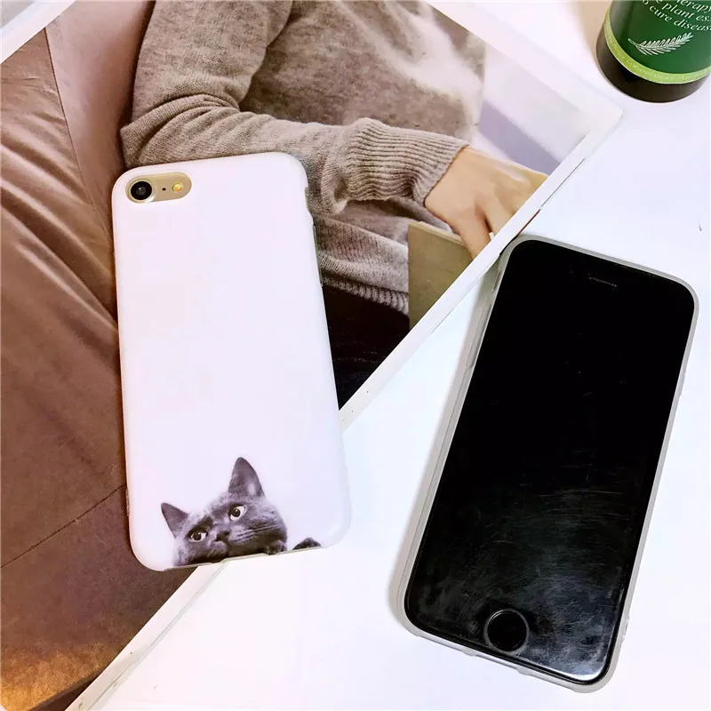 Мода ультра тонкий черный Кот шаблон чехол для iPhone 6 s/6/7/8 Plus 7 Чехол |