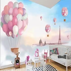 Фотообои 3D с мультяшным цветным воздушным шаром, голубое небо, обои, детская комната, пейзаж, роспись, домашний декор, Papel De Parede infantile