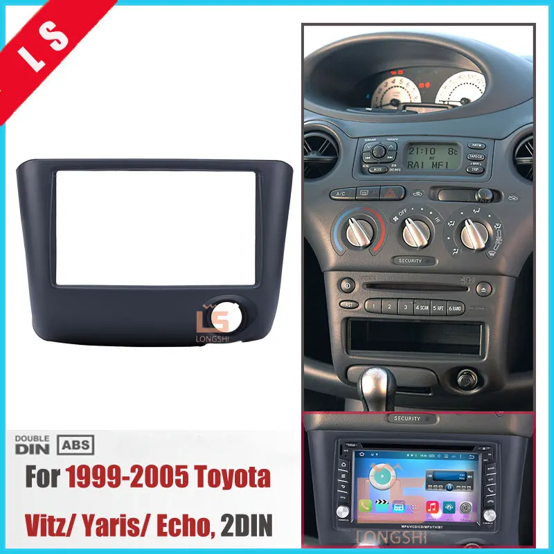 

173*98MM Double Din Car Radio Fascia for 1999-2005 Toyota Vitz Yaris Echo 2DIN Installation Frame Dash CD DVD Player Panel,2 DIN