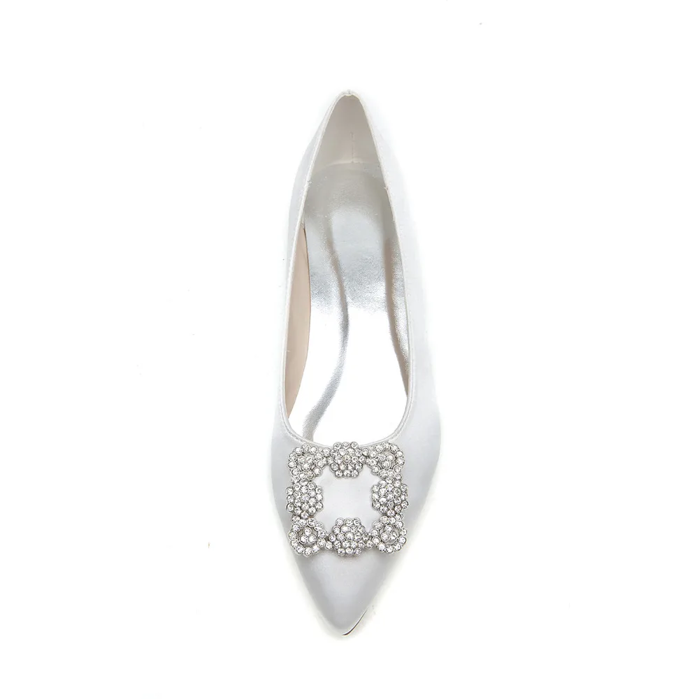 Женская атласная брошь на плоской подошве с острым носком|women flats|slip onflats women |