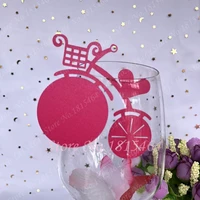60pcs personality bike laser name place card cup paper card table mark wine glass wedding favors banquet party decoration decor