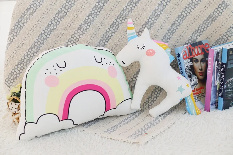 New INS 32cm / 45cm Cartoon Horse Unicorn Plsuh Toy Doll Cute Pony Rainbow Pillow Soft Stuffed Animals Dolls For Kids Girls Gift | Игрушки и