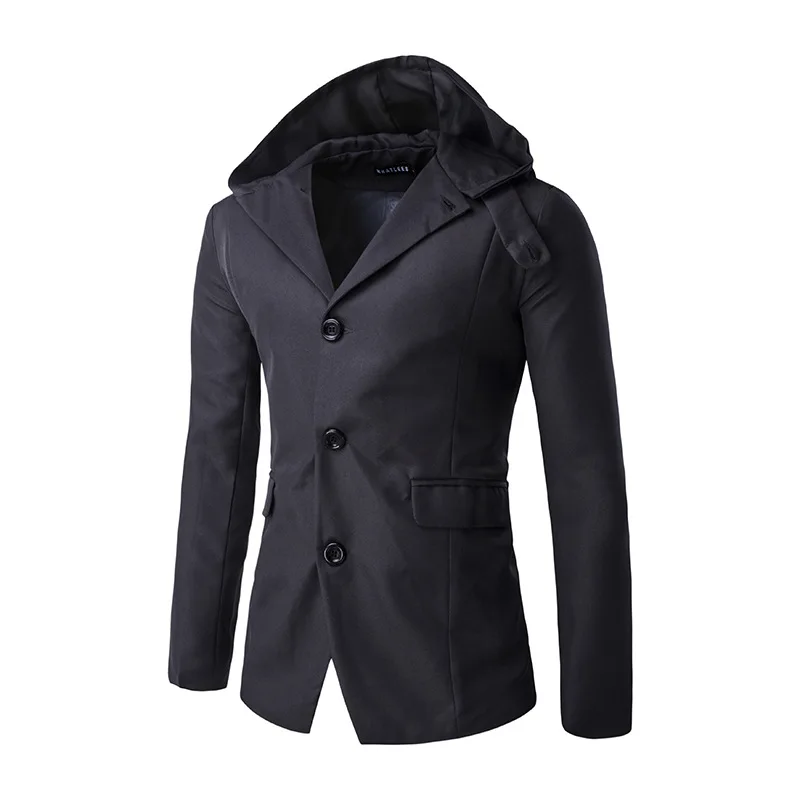 New Blazers And Jackets Mens Slim Fit Suit Jacket Hooded Men Casual Business Outerwear Hood Blazer Classic Suits | Мужская одежда