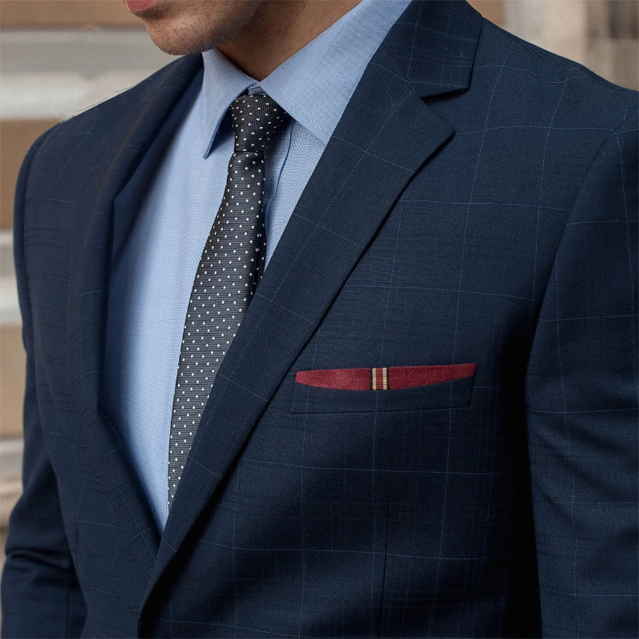 Classic Plaid Men's Suits England Style Dress Slim Fit Wedding Business Suits For Men Two Button 2 Piece Formal Casual Suit Man