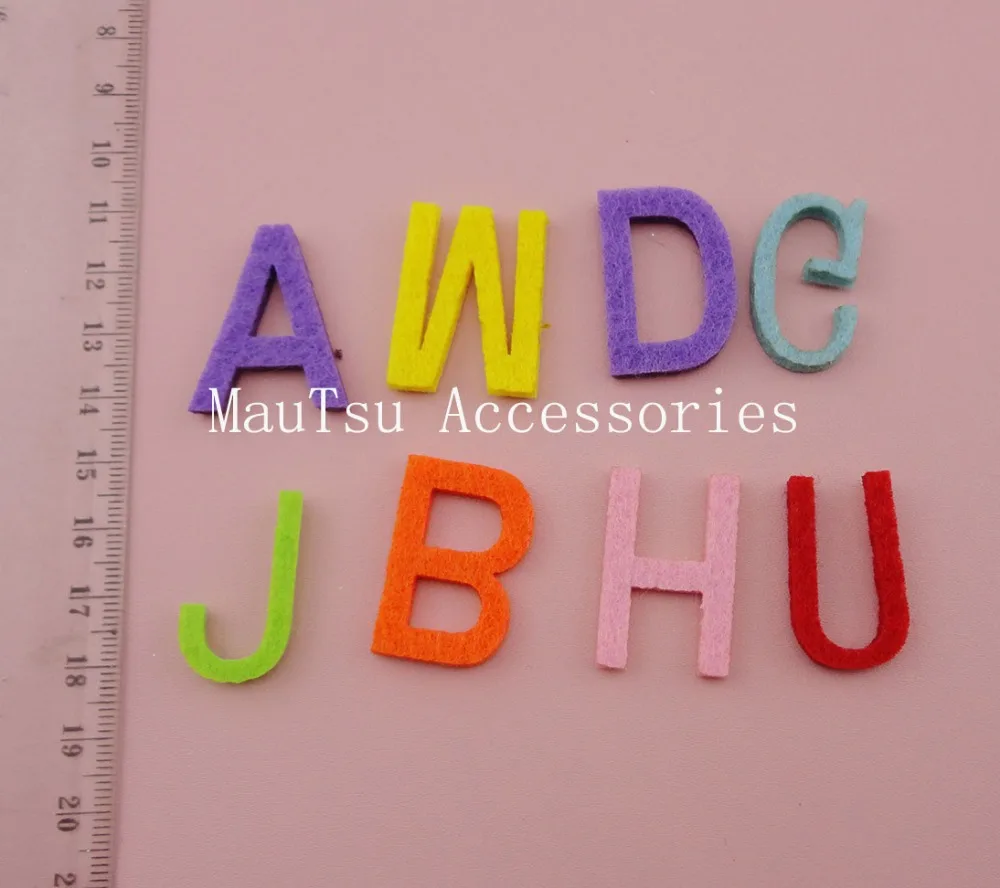 

50PCS 3.0cm height mixed colors Chunky English Letters Words Patches Appliques ,for children learn to read Words
