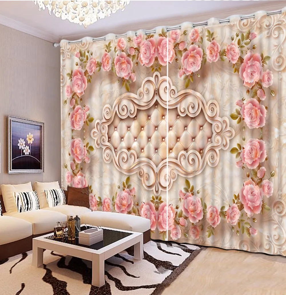 3D занавески на заказ любой размер Классический домашний каменный узор розовые