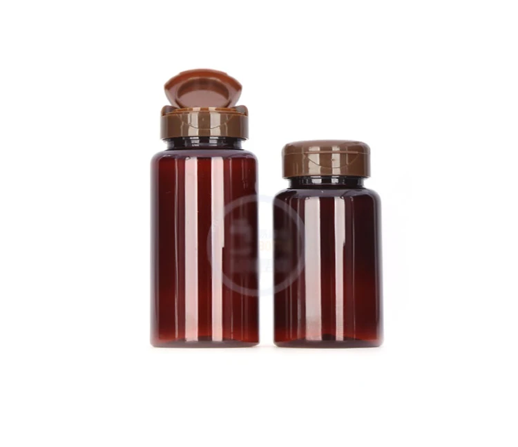 100 шт янтарный цвет ПЭТ бутылки медицины капсулы/таблетки/порошок/витамин