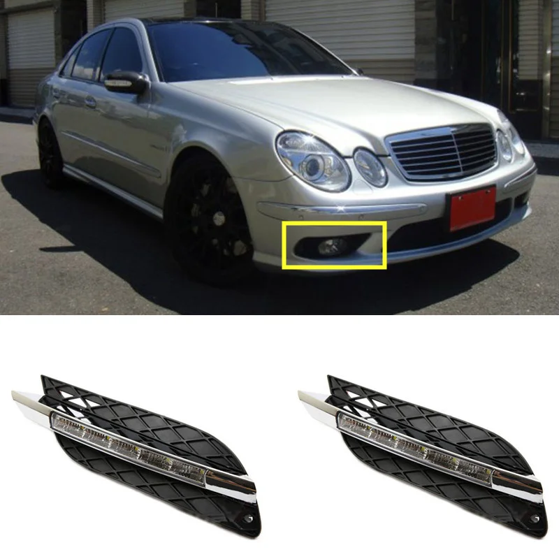 2* белый противотуманный светильник s светодиодный DRL Дневной светильник DRL для MERCEDES BENZ E-class 2006-2009