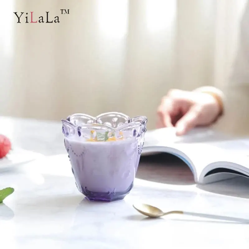 Yilala японский стиль сердце тисненая чашка для воды стеклянная кружка кофейная