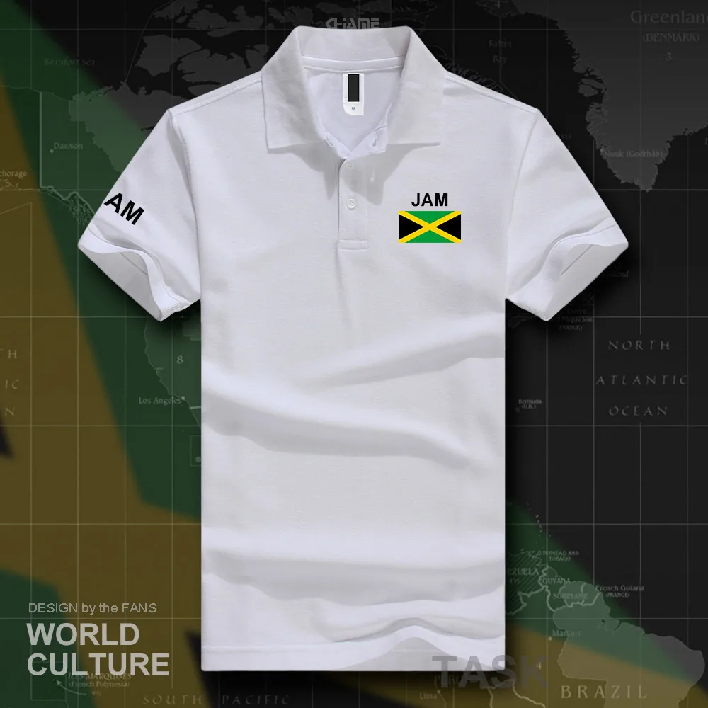 Jamaica Мужская рубашка поло с коротким рукавом белый бренд принт для страны 2017