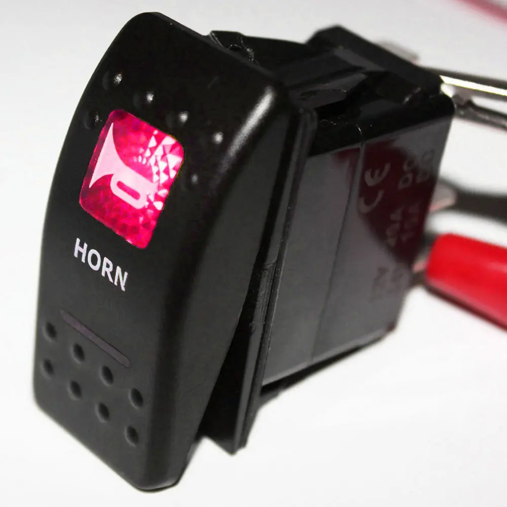 Автомобильный тумблер EE с поддержкой 12 В 20 А красный светодиодный рожковый