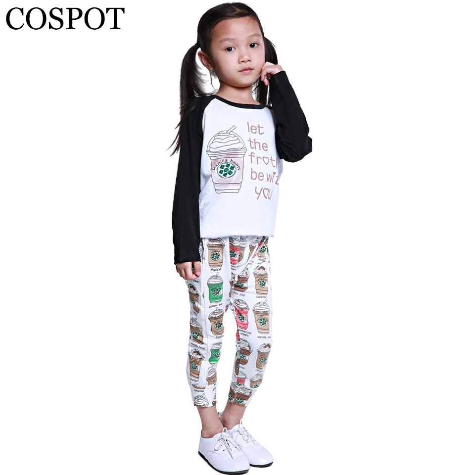 Футболка с длинным рукавом и леггинсы для мальчиков девочек кофейные комплекты