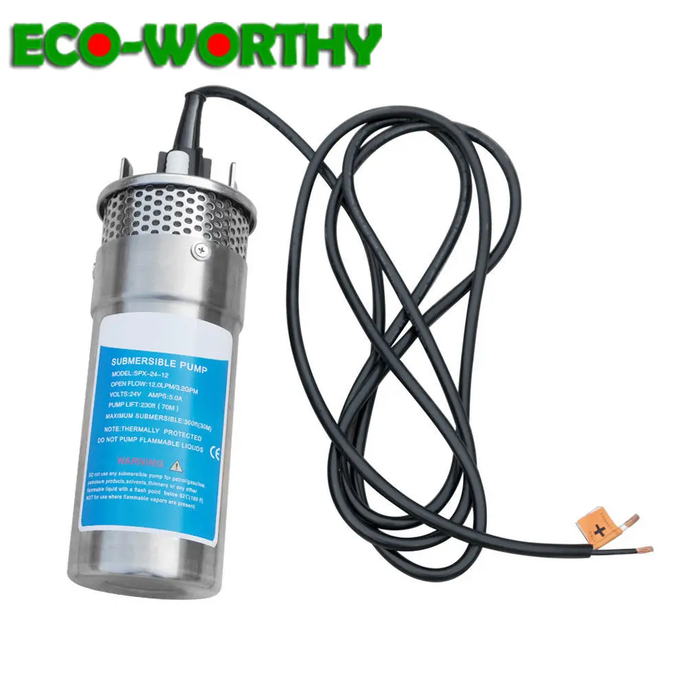 ECOworthy 12 V/24 V стальной водяной насос Погружной глубокий DC Солнечный колодец из