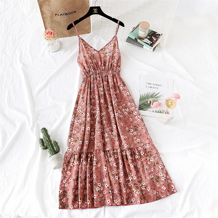 Новинка 2019 модные облегающие платья на тонких бретелях летнее шифоновое платье с