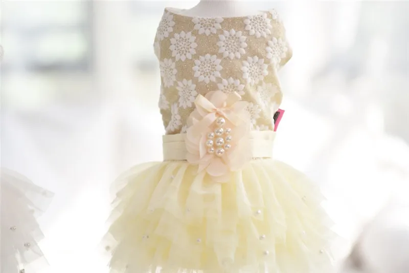 Luxuy Pearl Dog Puppy Dress Pet Cat Tutu Skirt Princess Wedding Party Shirt Clothes Bride Costume for Chihuahua Yorkie | Дом и сад