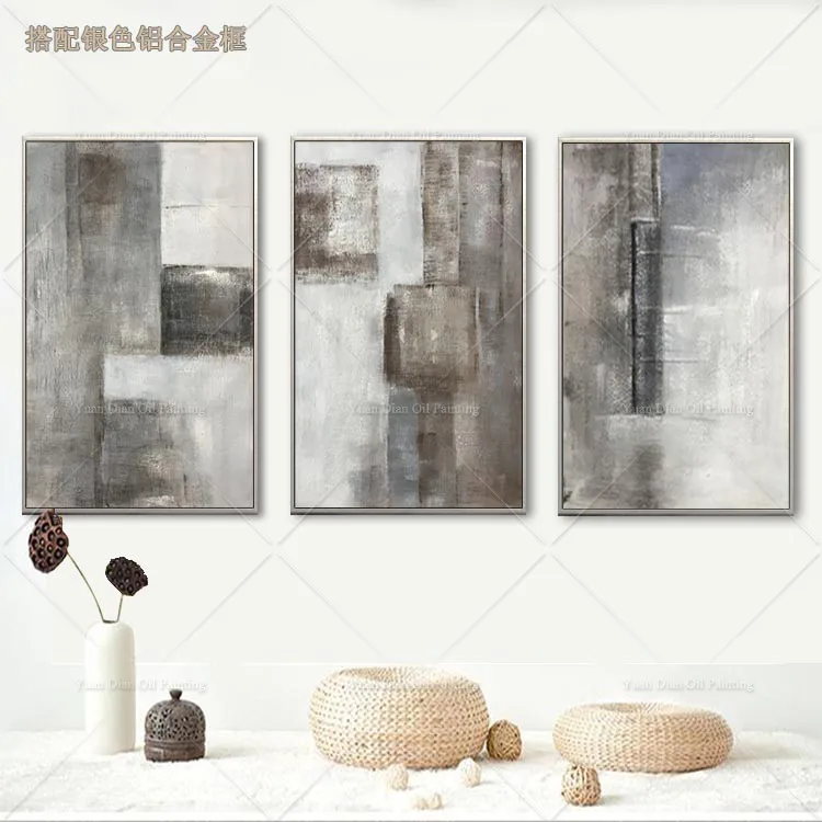

Three Piece Gray Abstract Painting Handpainted Oil Painting On Canvas Painting Wall Art Wall Pictures For Living Room Home Decor