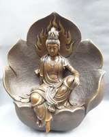fast shipping usps to usa s1846 19 chinese pure bronze buddhism kwan yin set goddess guanyin in lotus statue