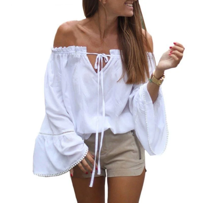 2018 Новая мода футболка белая Для женщин Blusa Повседневное сексуальный топ